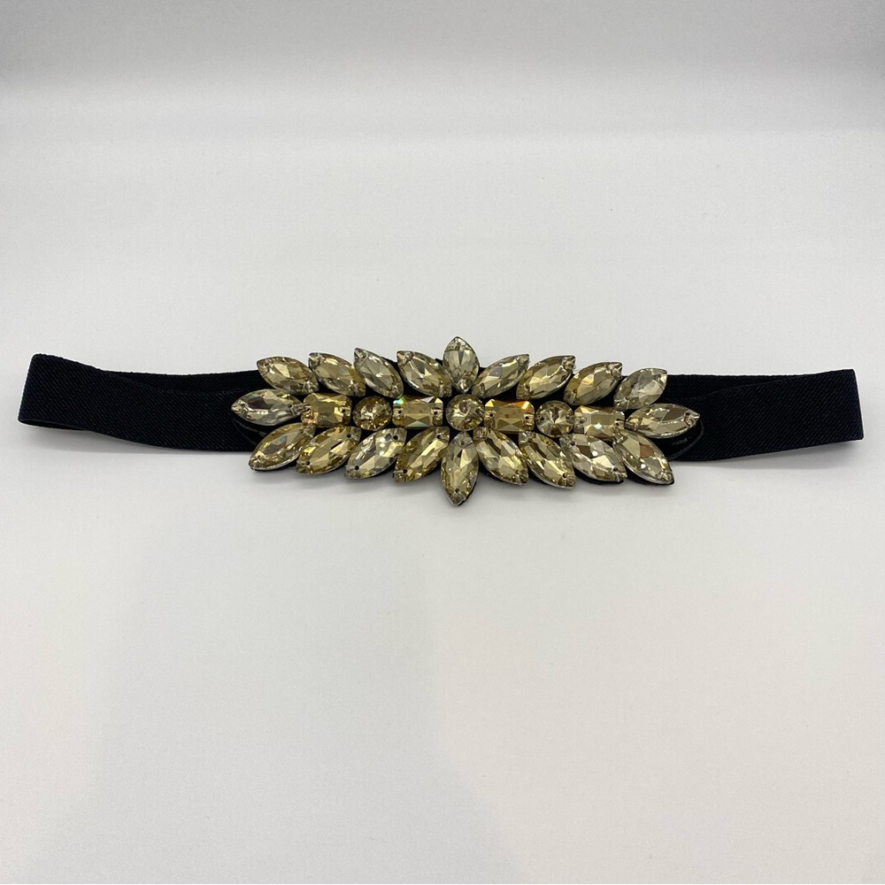 Black Belt with Faceted Rhinestone Embellishment